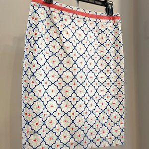 Boden Pencil Skirt - Santorini Blue Trellis